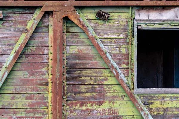 Parete Legno Della Vecchia Auto Costruzione — Foto Stock