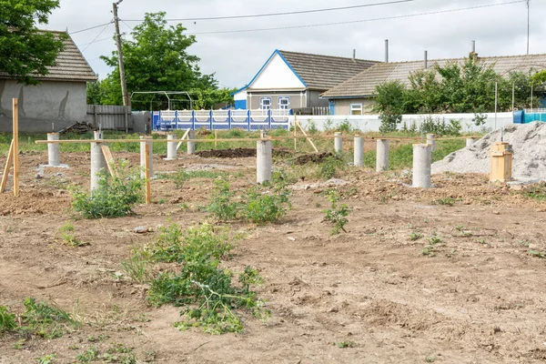 Pile foundation. A series of photo building houses. — Stock Image Pile Foundation Series Photo Building Houses Stock Image
