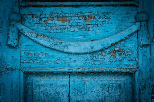 Decorazione Della Porta Sulla Vecchia Porta Blu Legno — Foto Stock