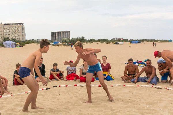 Zatoka Odessa Ucrânia Julho 2019 Combate Corpo Corpo Praia Pôr — Fotografia de Stock