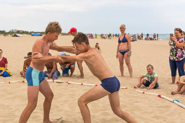 Zatoka Odessa Ucrânia Julho 2019 Combate Corpo Corpo Praia Pôr — Fotografia de Stock