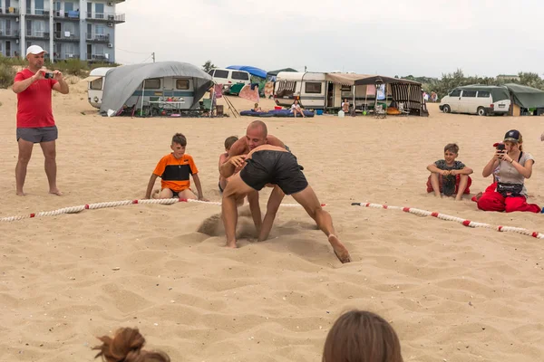 Zatoka Odessa Ucrânia Julho 2019 Combate Corpo Corpo Praia Pôr — Fotografia de Stock