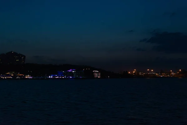 Вид Моря Ночной Город Ночная Фотография — стоковое фото