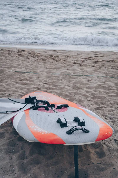 Ucrania Zatoka Agosto 2019 Surfboard Sea Shore Ocean Sunset Hora — Foto de Stock