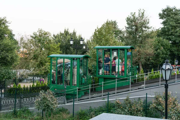 Ucrânia Odessa Agosto 2019 Odessa Funicular Railway Pessoas Cabine Cabo — Fotografia de Stock