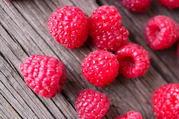 Raspberries Wooden Background — Stock Photo, Image