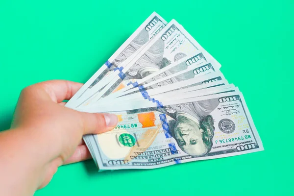 Woman Holding Dollars Hands — Stock Photo, Image