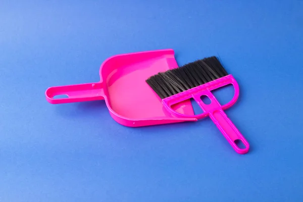 Cleaning Brush Scoop Blue Background — Stock Photo, Image