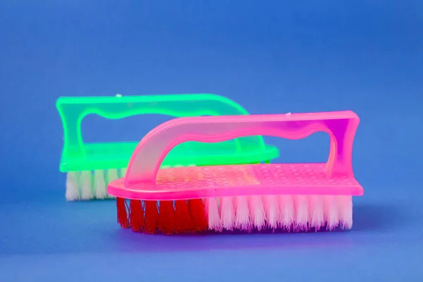 Cleaning Brush Blue Background — Stock Photo, Image