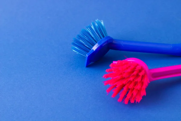 Cleaning Brush Blue Background — Stock Photo, Image