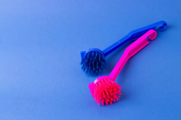 Cleaning Brush Blue Background — Stock Photo, Image