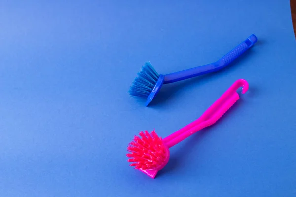 Cleaning Brush Blue Background — Stock Photo, Image