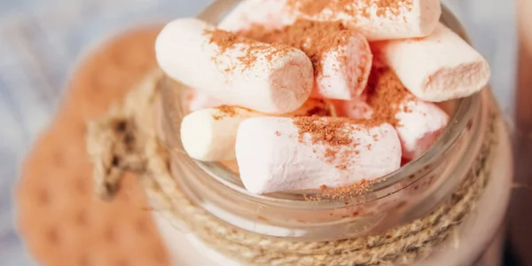 Kakao Mit Marshmallows Und Keksen — Stockfoto