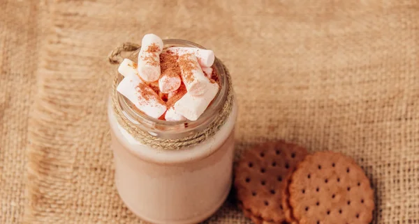 Cacau Com Marshmallows Biscoitos — Fotografia de Stock