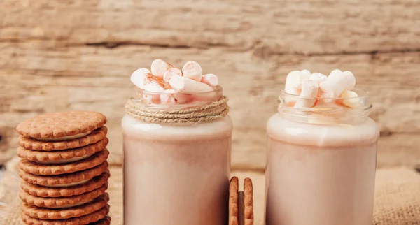 Cacau Com Marshmallows Biscoitos — Fotografia de Stock