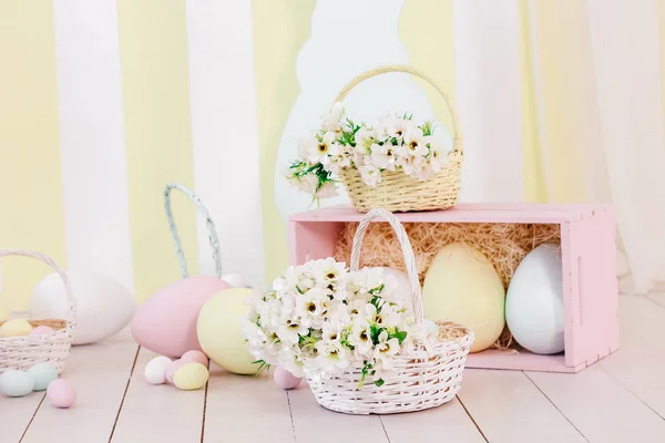 Easter Composition Rabbit Ducks — Stock Photo, Image