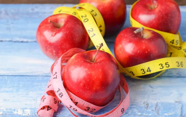 Jablka Slimování Řádná Výživa — Stock fotografie