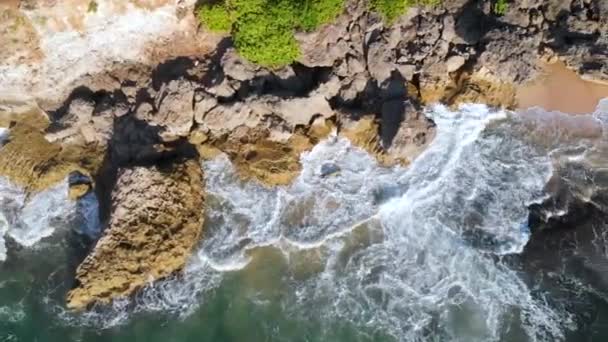 Océano Salvaje Playa Rocas Olas — Vídeo de stock