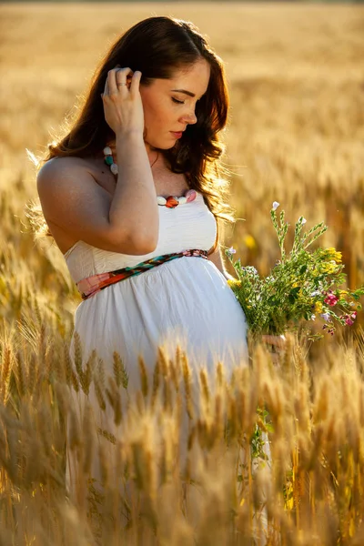 Zwangere Vrouw Natuurgebied — Stockfoto