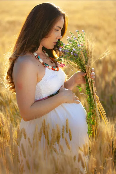 Zwangere Vrouw Natuurgebied — Stockfoto
