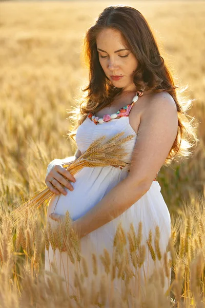 Zwangere Vrouw Natuurgebied — Stockfoto