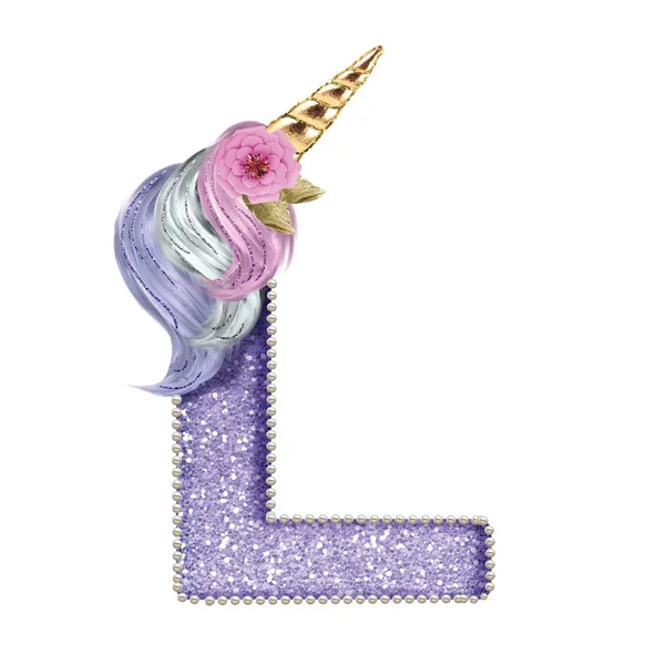 Levél Initial Monogram Unicorn Abc — Stock Fotó