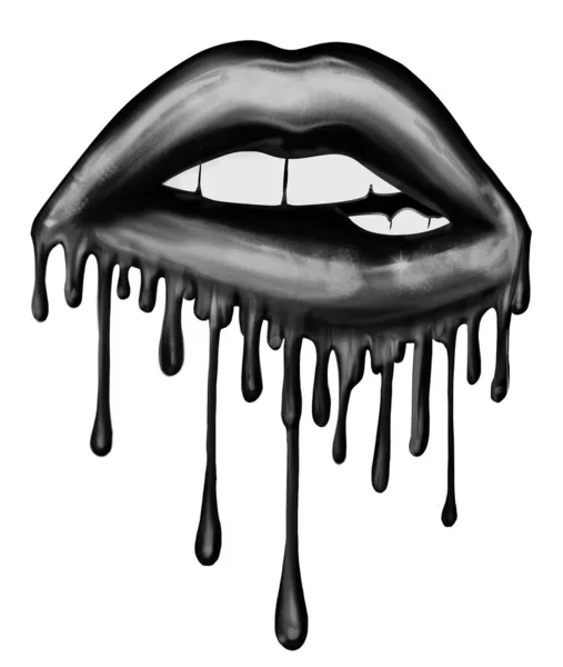 Illustratie Van Bijten Druipend Lippen Grafische Illustratie — Stockfoto