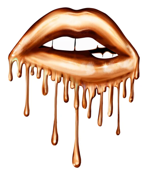 Illustration Biting Dripping Lips Graphic Illustration — Stock Photo, Image