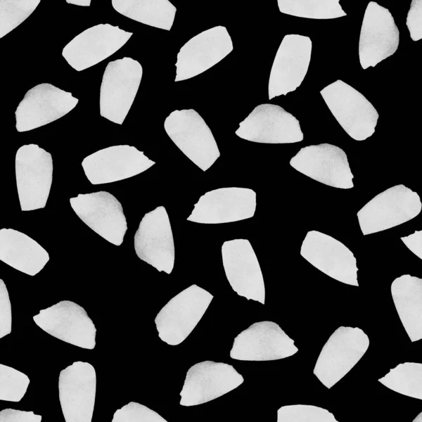 White Abstract Spots Black Background Seamless Pattern — Stock Photo, Image