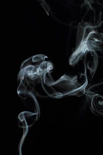 White Smoke Texture Black Background — Stock Photo, Image