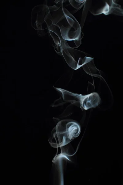 White Smoke Texture Black Background — Stock Photo, Image