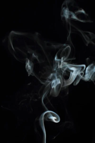 White Smoke Texture Black Background — Stock Photo, Image