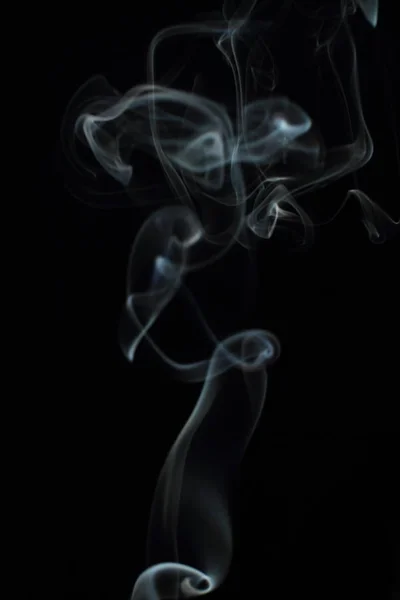 White Smoke Texture Black Background — Stock Photo, Image