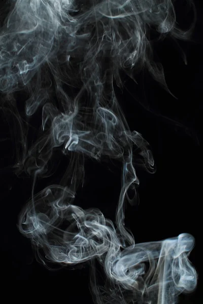 White Smoke Texture Black Background — Stock Photo, Image