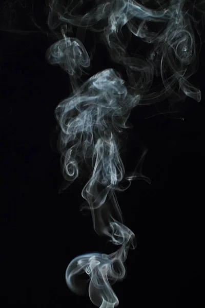 White Smoke Texture Black Background — Stock Photo, Image