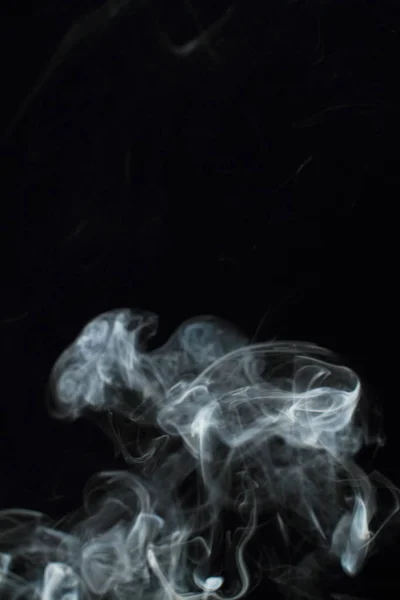 White Smoke Texture Black Background — Stock Photo, Image