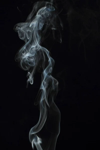 White Smoke Texture Black Background — Stock Photo, Image