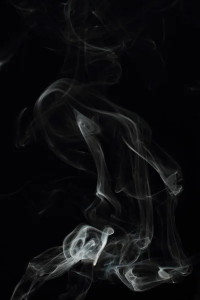 White Smoke Texture Black Background — Stock Photo, Image