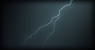 Gerçekçi yansımalar siyah bir zemin üzerine yıldırım