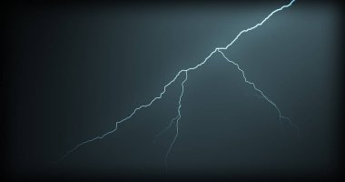 Gerçekçi yansımalar siyah bir zemin üzerine yıldırım