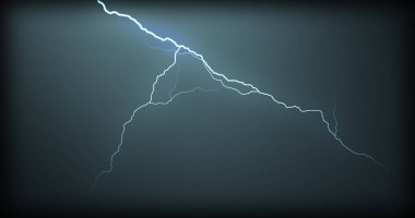 Gerçekçi yansımalar siyah bir zemin üzerine yıldırım