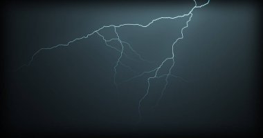 Gerçekçi yansımalar siyah bir zemin üzerine yıldırım