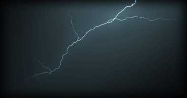 Gerçekçi yansımalar siyah bir zemin üzerine yıldırım