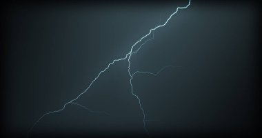 Gerçekçi yansımalar siyah bir zemin üzerine yıldırım