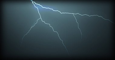 Gerçekçi yansımalar siyah bir zemin üzerine yıldırım