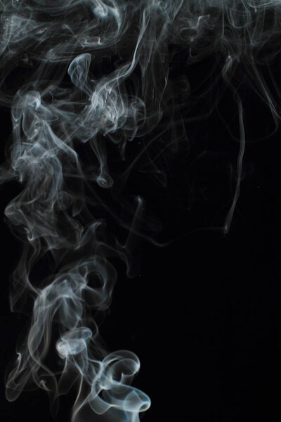 White smoke texture on black background