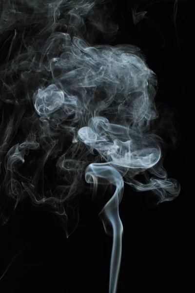 White Smoke Texture Black Background — Stock Photo, Image