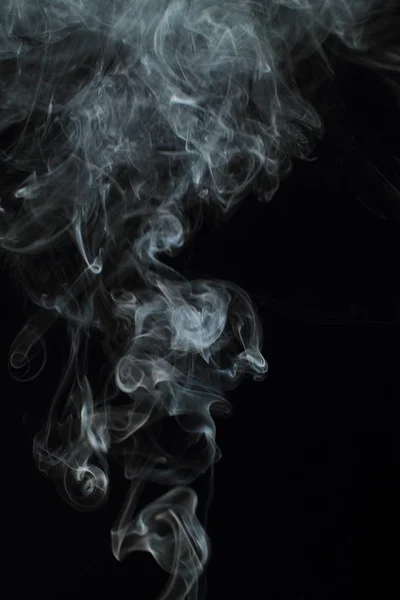 White Smoke Texture Black Background — Stock Photo, Image