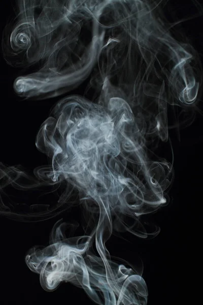 White Smoke Texture Black Background — Stock Photo, Image