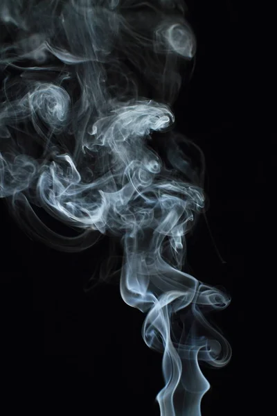 White Smoke Texture Black Background — Stock Photo, Image